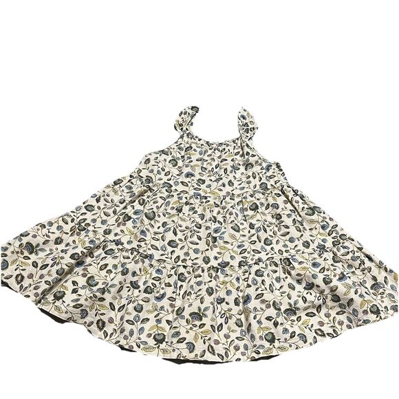 Little Planet Carters Cream Blue Green Floral Strappy Dress Linen Blend Girls 3T - Picture 1 of 9